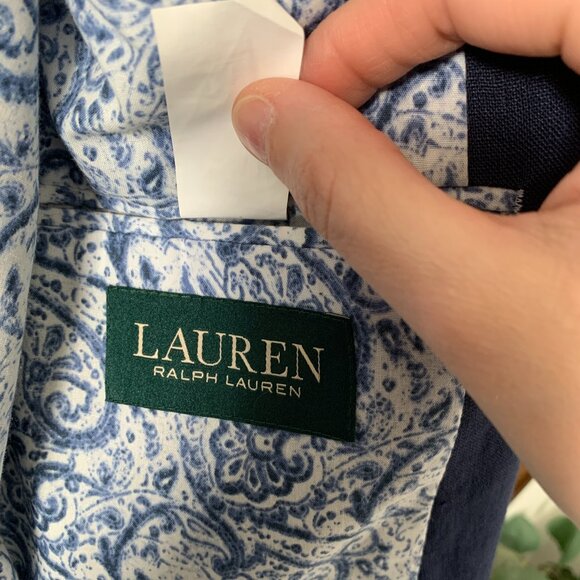 LAUREN by Ralph Lauren | 100% Linen Women’s Blazer Navy Blue - Picture 11 of 16